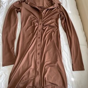 bodycon ruched button up dress